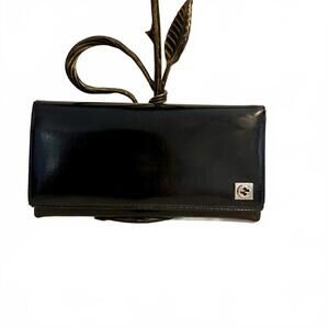 AUTHENTIC Gucci Black Patent Leather Flap Long Wallet- GUC